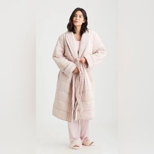 Papinelle Women’s Pink Cuddle Puffer Midi Robe Size S/M